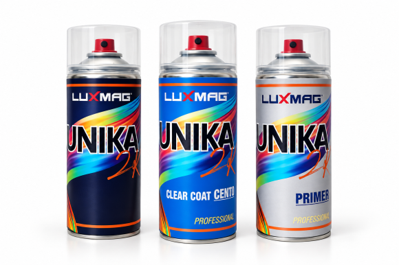 Linea Spray UNIKA Luxmag: vernice spray professionale per auto, ritocchi e finiture speciali